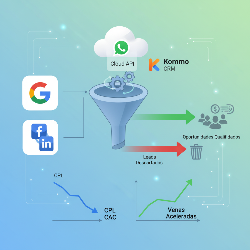 Qualificação Inteligente: Reduza Custos e Acelere Vendas de Tráfego Pago com Automação WhatsApp Cloud API e Kommo CRM